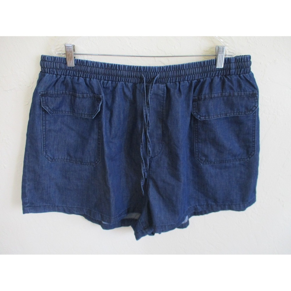 Agnes Orinda Women's Plus Size 3X Drawstring Elastic Waist Denim Shorts NWT